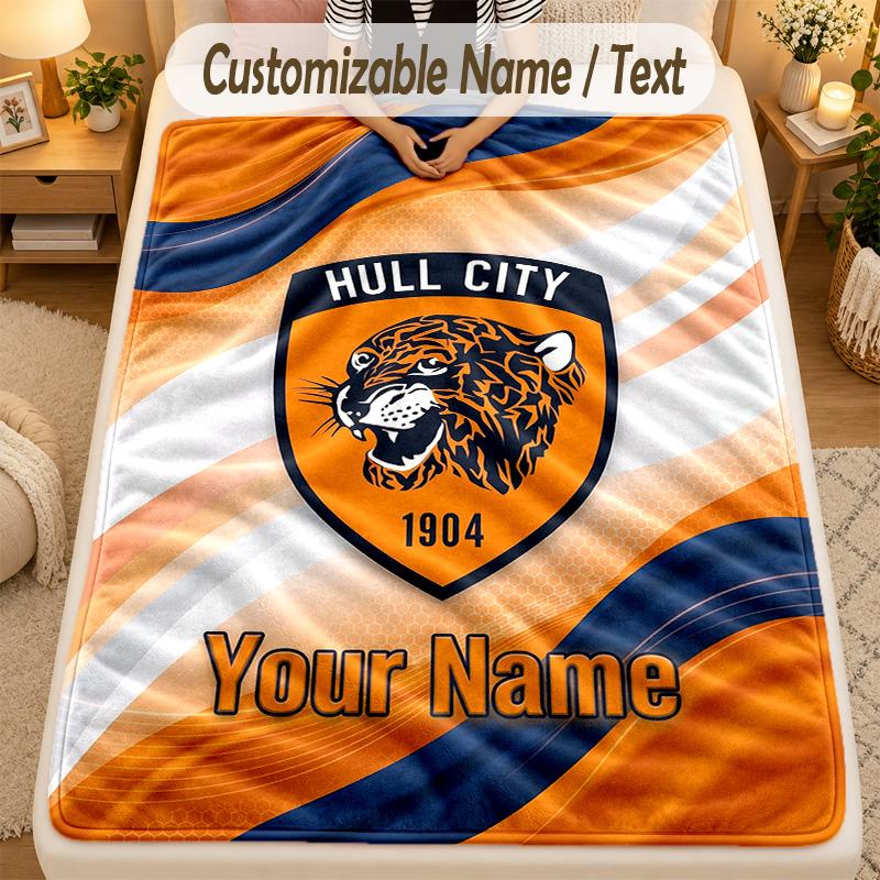 Flannel BlanketHull FC Custom Name Text Personalized Soft Warm Throw Blanket Home Decor Gift