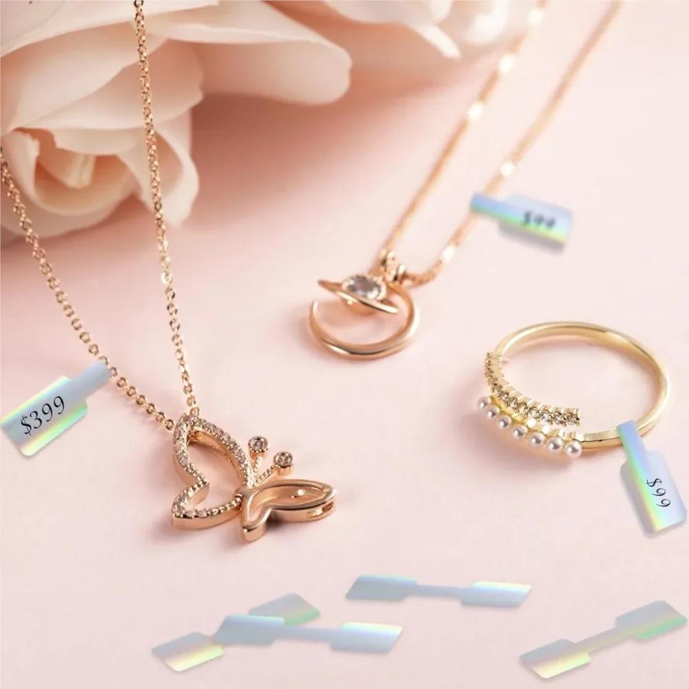 500PCS Self-Adhesive Jewelry Price Labels Display Tool Necklace Ring Price Tags Multicolor Kraft Paper Blank Bracelet Hangtags