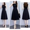 Plus Size Elegant Long [DREKOBOS] A-Line Dress, Sleeveless, Dress, Black, Summer, M-5XL