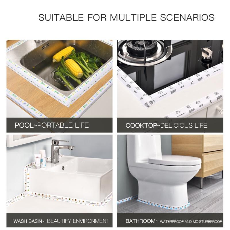 Per accessori da cucina per bagno Doccia Striscia di nastro sigillante per vasca da bagno Striscia di mastice Adesivo da parete impermeabile autoadesivo Nastro per bordo lavandino