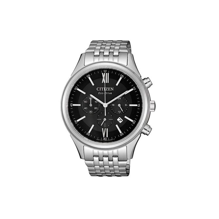 Citizen 100 Meters Water Resistant Eco-Drive Quartz Watch Stainless Steel Band Men watches Black CA4410-84E Black Dial