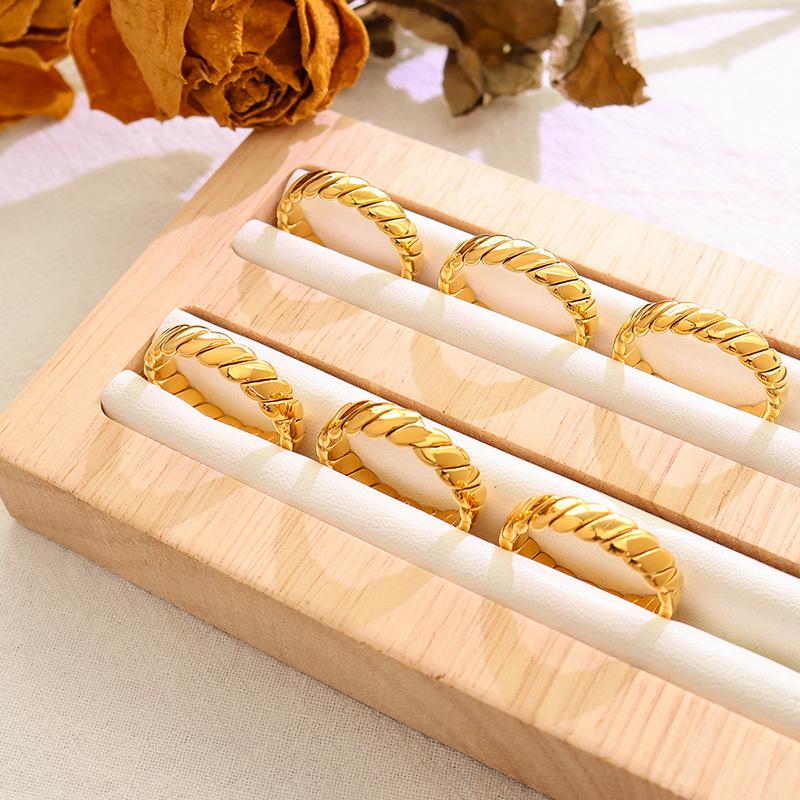 French Retro Geometric 18K Gold-Plated Stainless Steel Couple Rings - Niche INS Style