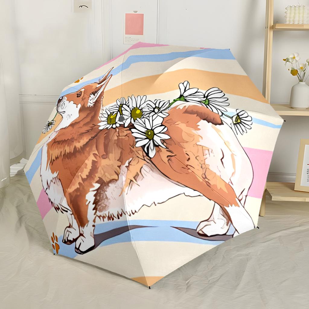 Butterflies And Puppies Garden Automatic Umbrella Retractable Design with 8-Rib Durability Compact Design Travel Essential Vibrant Pattern Umbrella