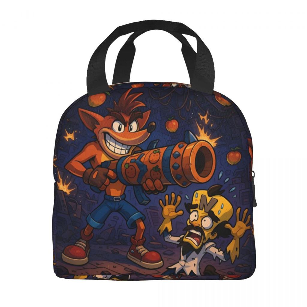 Crashs Bandicoots Cartoon Insulated Lunch Bags Video Game Food Container Portable Thermal Cooler Lunch Boxes For Work