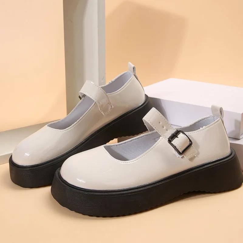 

Модная женская обувь 2024 года, женские туфли Мэри Джейн на высоком каблуке, классические туфли-лодочки для платья, женские туфли на платформе с неглубокой пряжкой и круглым носком 42 белый