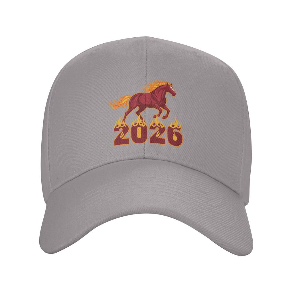 2026 Horse Year Racing Flame Graphic Zodiac New Year Sun Baseball Cap Summer Men Trucker Hat Y2k Retro Outdoor Gym Baseball Caps