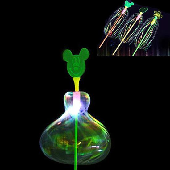 LED Light Up Glowing Bubble Maker Shook Stick Wands Outdoor Kids Toys Gifts