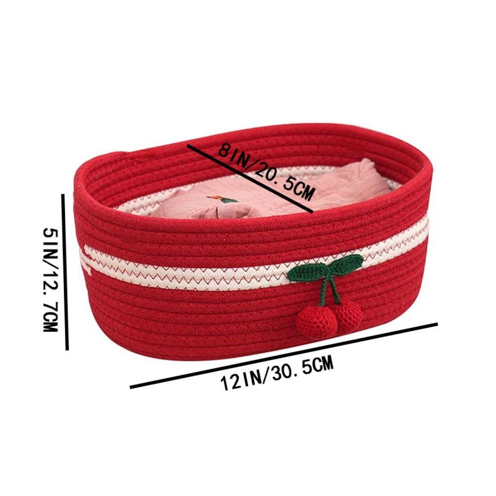 Creative Red Cherry Basket Handmade Clothing Sorting Basket Woven Storage Basket Cosmetics