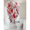 Watercolor Floral And Heart Print Shower Curtain For Bathroom Decoration