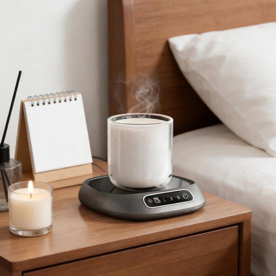 Podgrzewacz do kubka do kawy Bezprzewodowy Ładowany przez USB Podgrzewacz do kubka podróżnego z podstawą przewodzącą ciepło Przenośny podgrzewacz do napojów