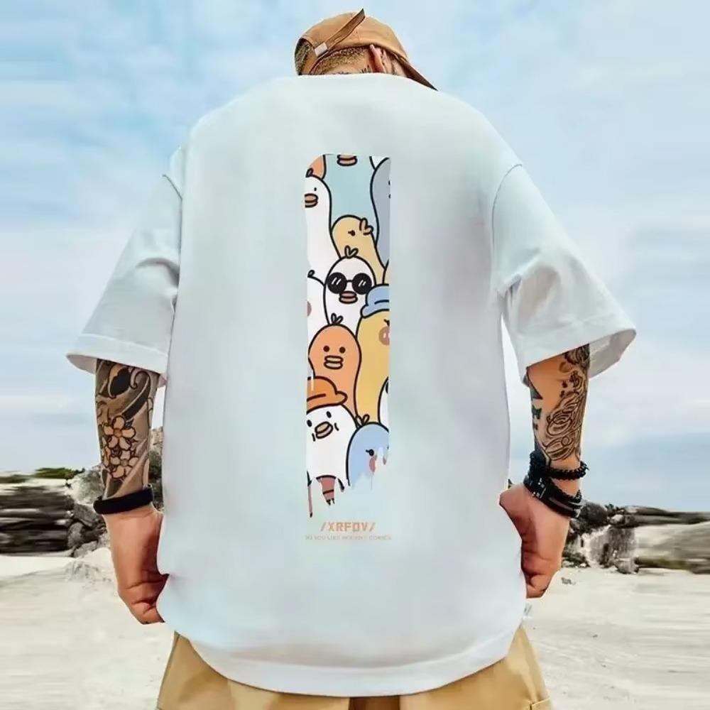 2023 Summer New Print Retro Wash 100% Pure Cotton Harajuku T-shirt 2023 Street Clothing Hip Hop Men's Street Fitness Clothing