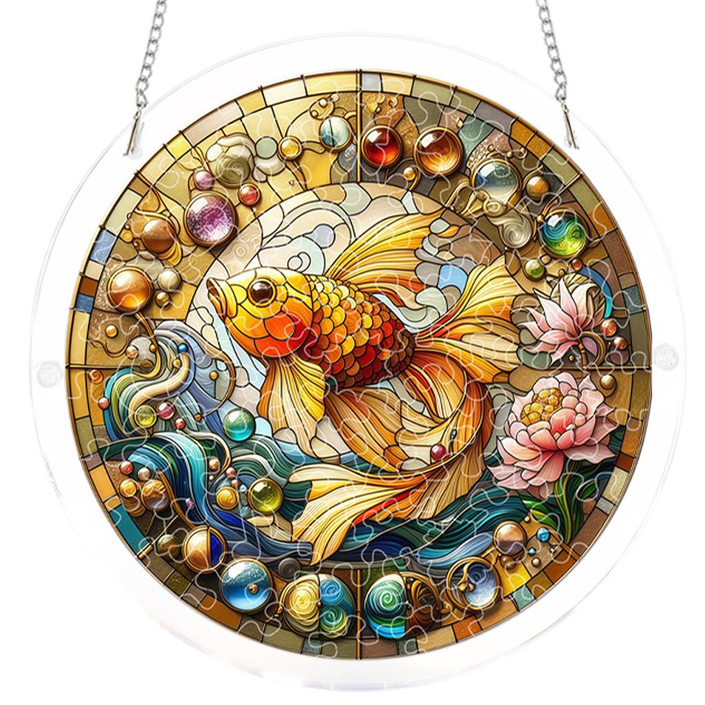 Elegant Suncatcher Kit with Hanging Chain DIY Stained Glass Decoration Non-Fading Round Window Puzzle Decor for Room Wall Art