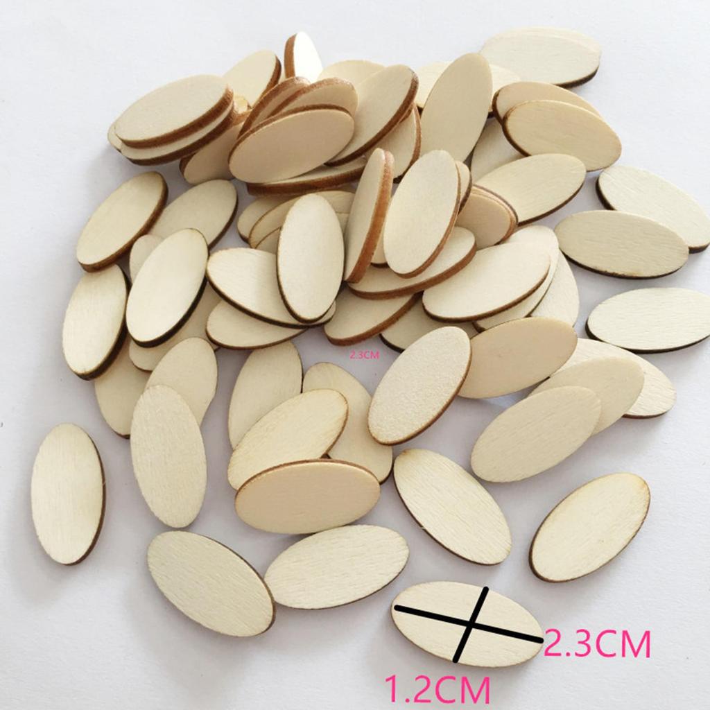100 Pieces Rustic Wooden Oval Slices Supplies Cutout Decor Wood Plaques Blank for Thanksgiving Painting Writing Party Christmas
