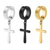 1 Paire de Clips d'Oreille Croix en Acier Inoxydable pour Hommes et Femmes - Pas de Perçage Requis