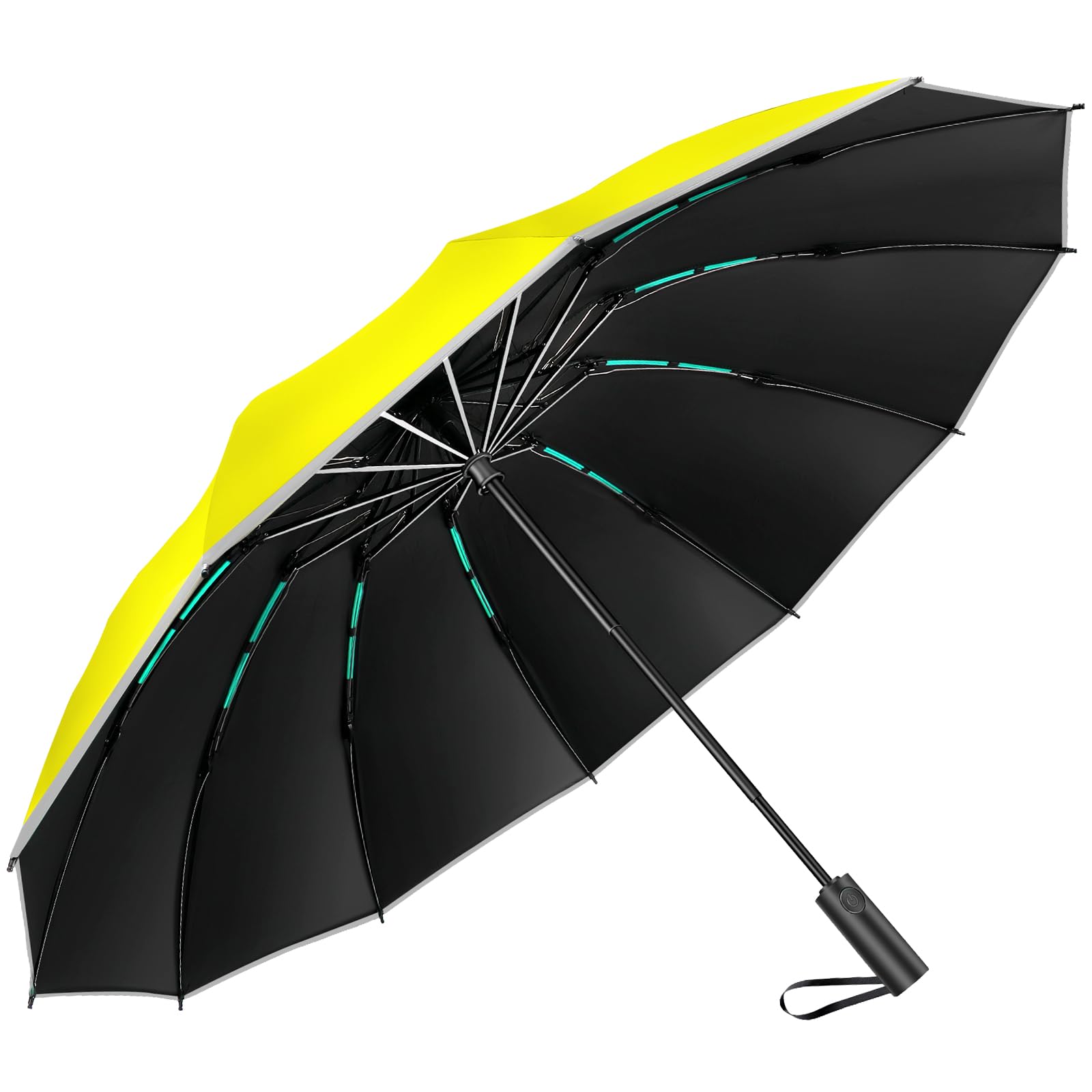 

VARNIC Folding Umbrella Reverse Automatic Large Suitable for Heavy Rainy UV Sun and Rain Reflective Storage Pouch Sun Unisex [Sturdy 12-Rib Folding]
