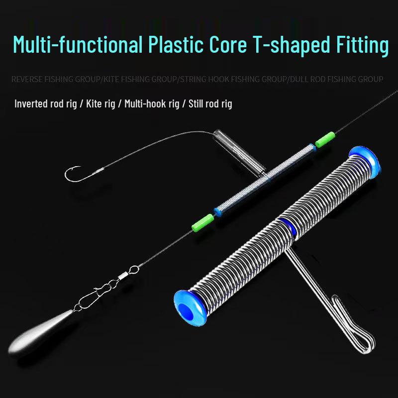 Anti-Tangle Fishing Rig: T-shaped Leader Splitters, Rubber Tube, Kite Fishing Hooks, 3-Way Swivel Hook Separator