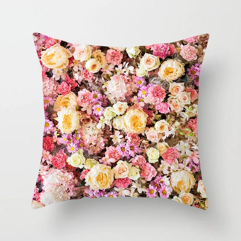 Față de pernă cu imprimeu floral Living Acasă Canapă Ornamente decorative Dormitor Noptieră Husă de pernă x