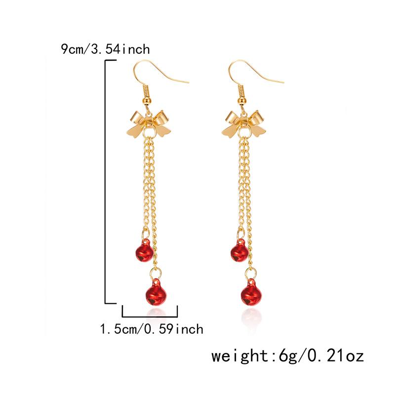 Trendy Christmas Tree Bell Tassel Drop Earrings for Women Colorful Xmas Bells Star Long Tassel Earring New Year Jewelry Gift