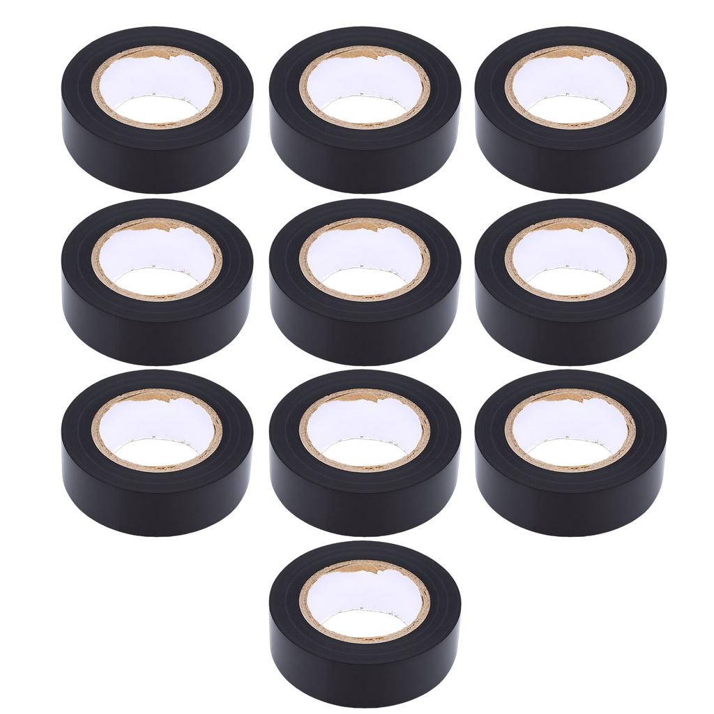 10 Rolls Black Electrical Tape 600V PVC Water Proof Tape 20mm X 10M Strong Adhesive Flame Retardant for Indoor Outdoor