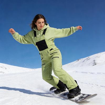 Ski Snowsuit Windproof Warm Insulated Adjustable Strap Workwear with Multi Pockets Reinforced Legs Lightweight Outdoor Winter Overalls