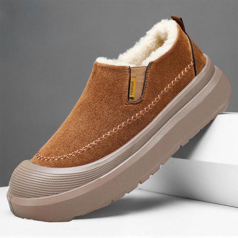 

Men s Winter Wool Snow Boots, Thick Sole Heightening Casual Loafers with Plus Velvet Warm Cotton, 2025 Collection. 45 каштановий