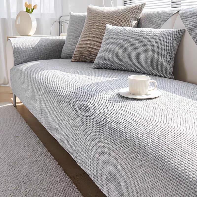 

Универсальная нескользящая подушка для сиденья дивана из хлопка и льна – стиль «Четыре сезона», однотонная 110x210cm светло-серый