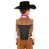 Costume da Cowgirl Western per Bambini Set Gilet Frangiato Bordatura in Nastro Dorato Bottoni a Pressione Cappello a Tesa Larga Bandana Outfit