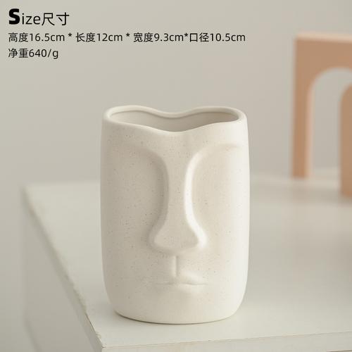 Creative Ceramic Face Vase Dried Flowers Plant Flower Pot Abstract Figure Head Vase Crafts Living Room Ornaments Home Decoration