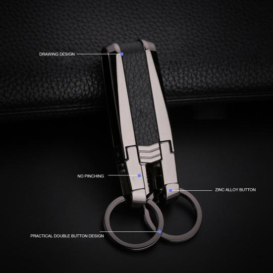 Portachiavi Uomo Con Moschettone E 8 Anelli Portachiavi In Acciaio E Lega Di Zinco - Sgancio Rapido, Argento, 7x3 Cm