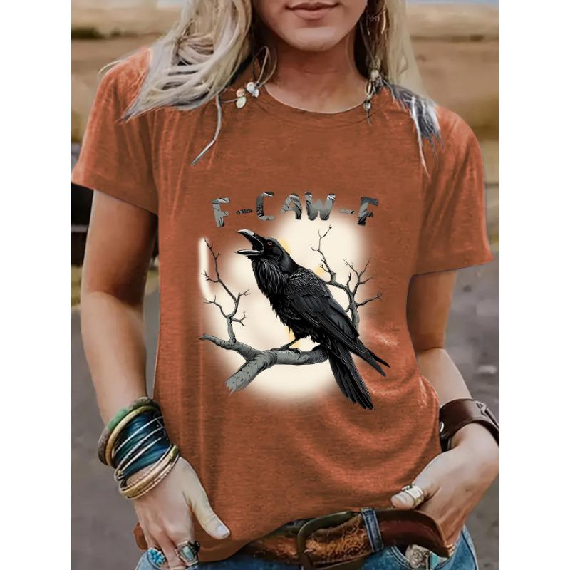 Women's Eagle Print Fashionable Loose Casual Short-sleeved Round-neck T-shirt