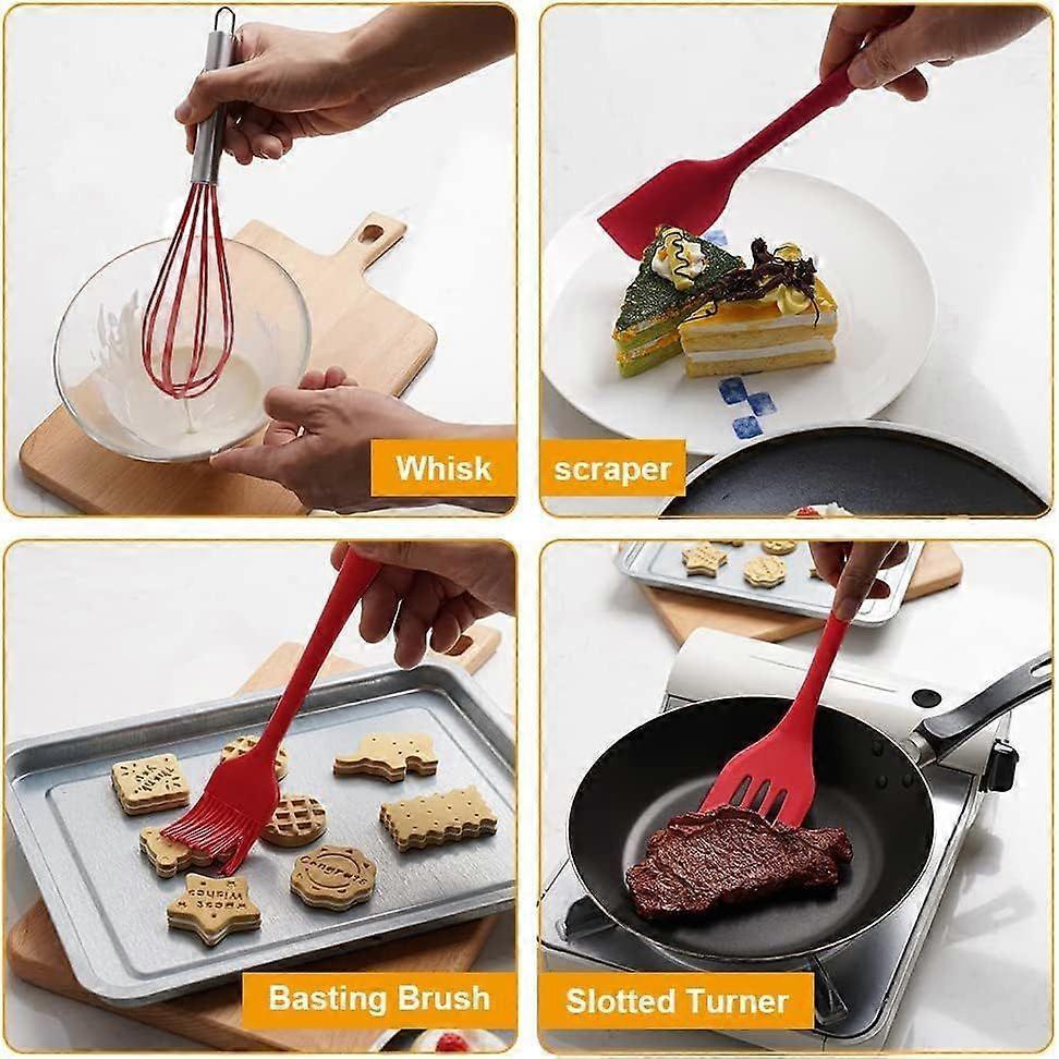 5-Piece Silicone Kitchen Utensil Set, Non-Stick Heat-Resistant Baking & Cooking Tools with Whisk
