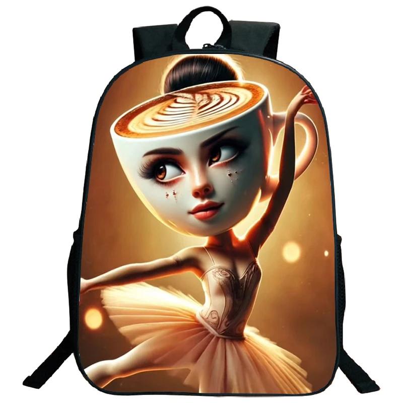 Funny Italian Brainrot Printed Backpack for Boys Girls Cappuccino Assassino Schoolbag Kids Bookbag Italian Brainrot Bags Mochila