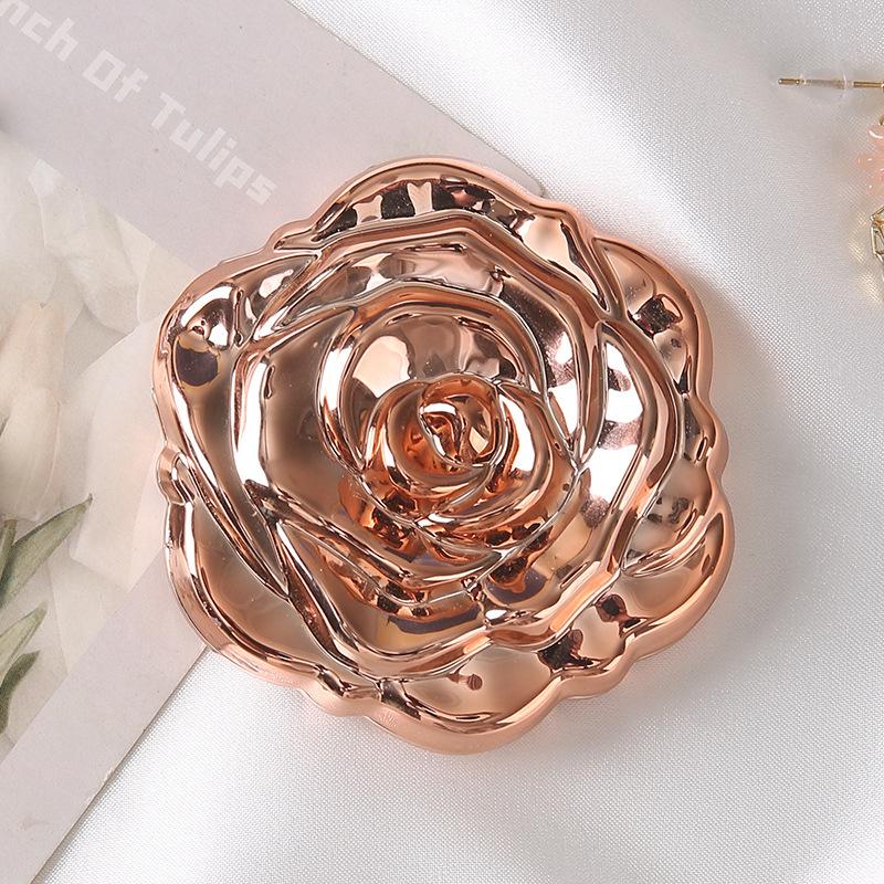Portable Mini Mirror Retro Rose Flower Small Pocket Makeup Mirror Double Sided Hand Mirrors Compact Cosmetic Beauty Tool Gift