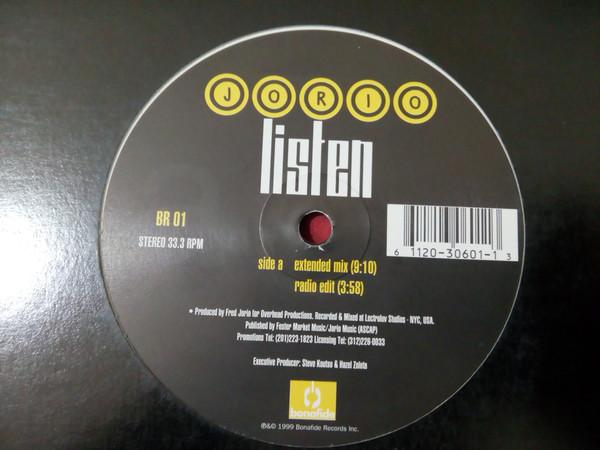 

12inch Record FRED JORIO - Listen BR01 Bonafide Record 1999 Dance & Electronica Used