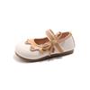 Kids Leather Shoes Round Toes Non-slip Girls Flat Shoes Soft Sole Ins Trendy 2025 New Children Flat Shoes Side Bows Sweet Cute