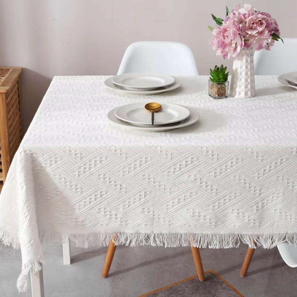 Decorative Tea Table Cover Fringe Edge Rectangular Tablecloth Retro Cloth Deskcloth Home Textile