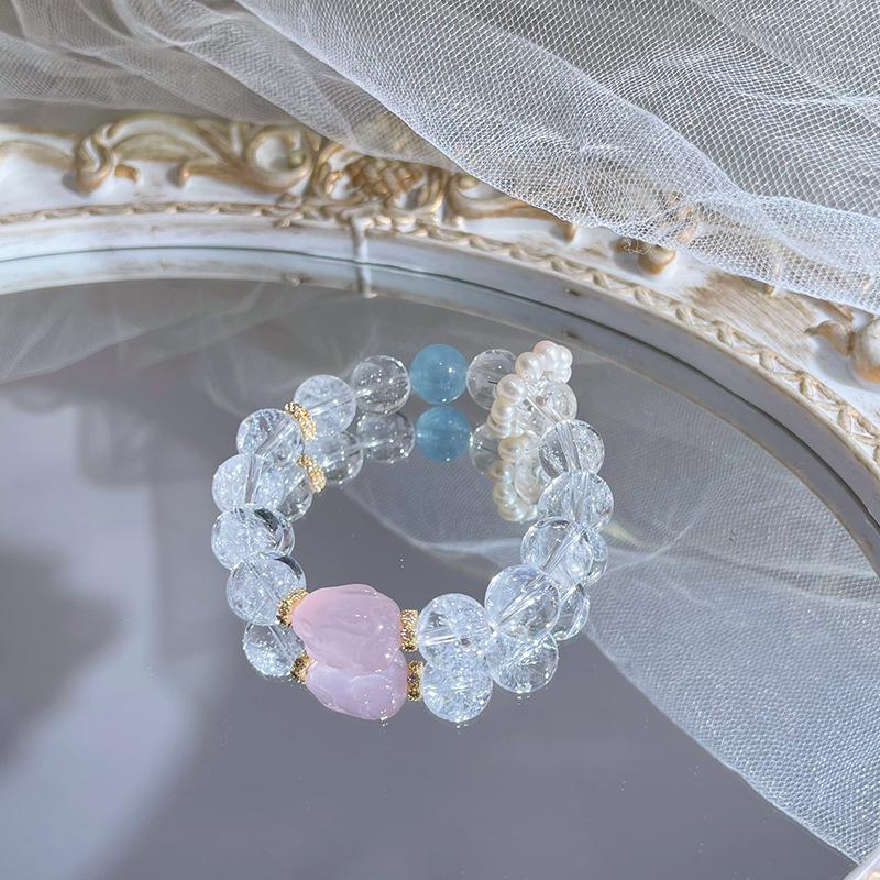 

Цяоэнь Аквамарин и Розовый Кварц Белый Азе Крупная Бусина Женский Браслет 15-16 cm wrist