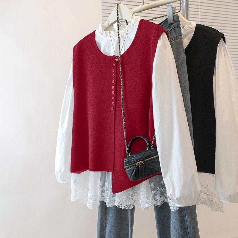 ZANZEA Women Casual Round Neck Long Sleeve Lace Splice Blouse