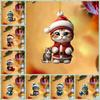 Decorative Christmas Tree Hanging Pendant 2D Cat Hanging Decoration Cartoon Cat Car Pendant  Xmas