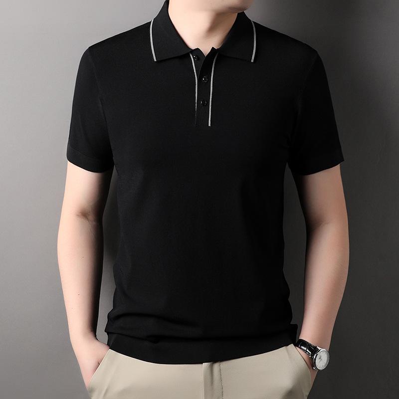 

Мужская свободная рубашка-поло, новая летняя мужская футболка для отдыха среднего возраста с короткими рукавами, модная мужская футболка с подшивкой XXXL