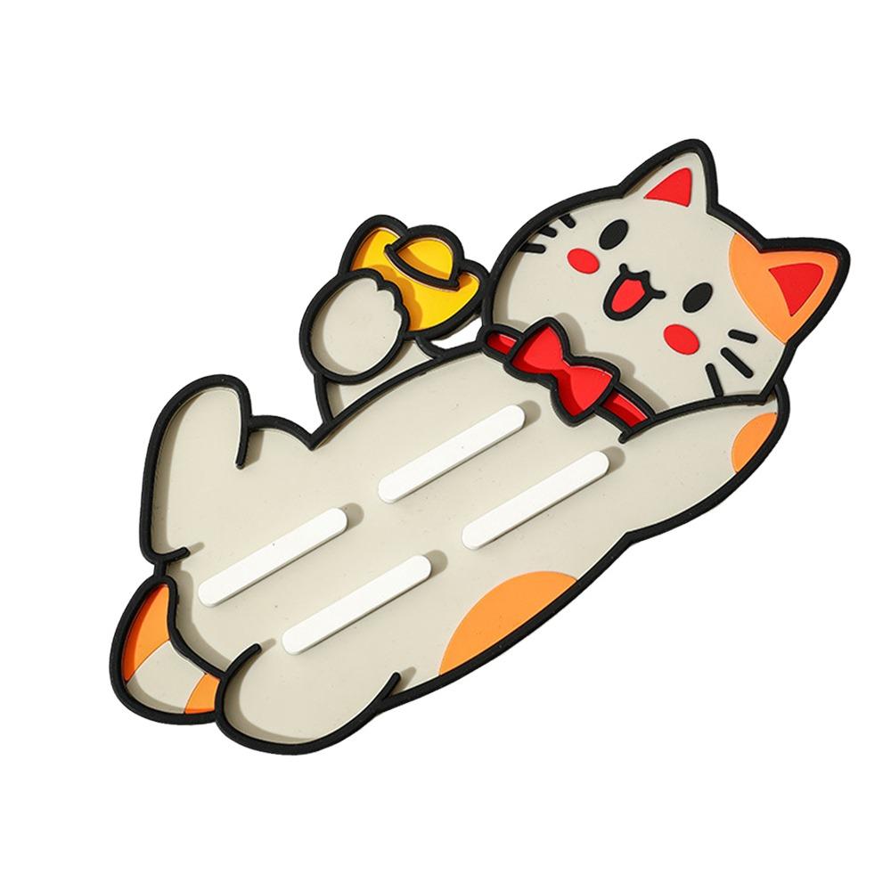 

Lucky Cat Pot Lid Storage Mat Cartoon Countertop Drain Mat Cute Pot Lid Holder Material: PVC