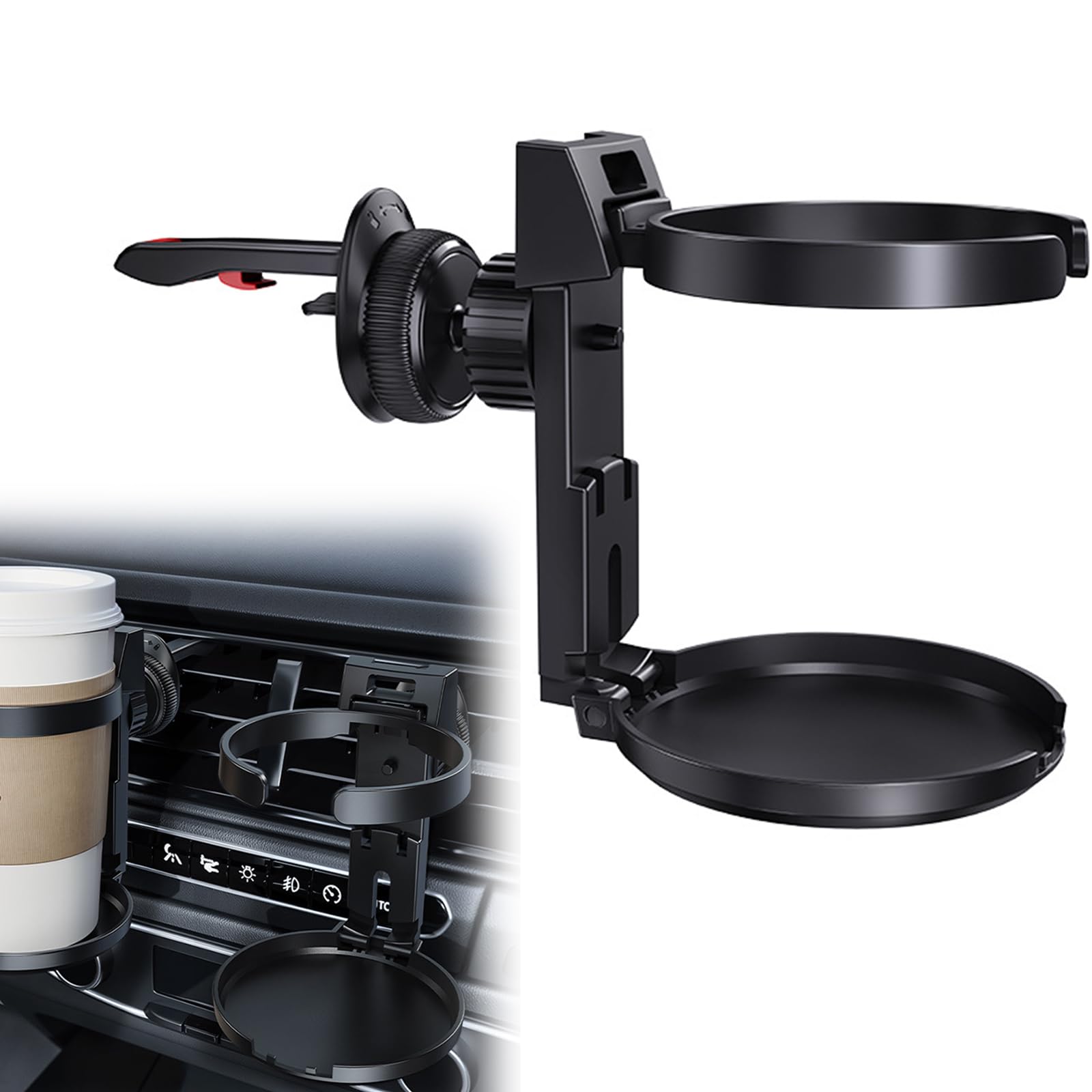 

KALOLINNA Car Drink Holder Multi-functional Cup Holder for Car Air Conditioner Vent Universal Foldable чёрный