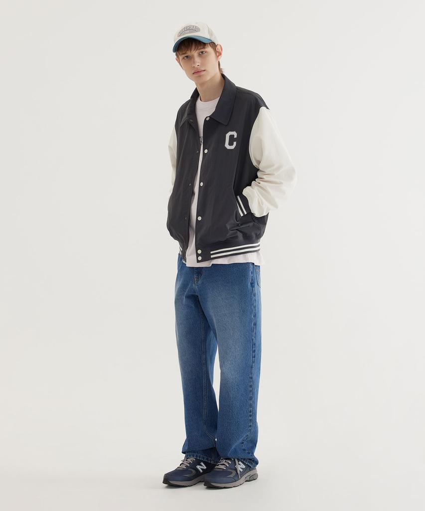 COVERNAT C-Logo Collar Varsity Jacket Charcoal