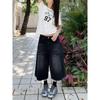 Harajuku Vintage Vysoký pas Černé Retro Prané džínové šortky Dámská móda Ležérní Volný střih Y2K Streetwear Středně dlouhé Krátké