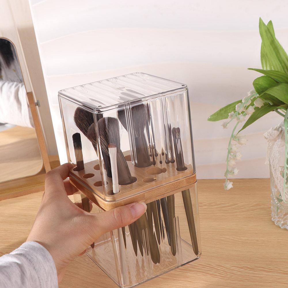 Large Capacity Cosmetic Storage Box Clear Desktop Storage Container Makeup Brush Holder Girl Gift