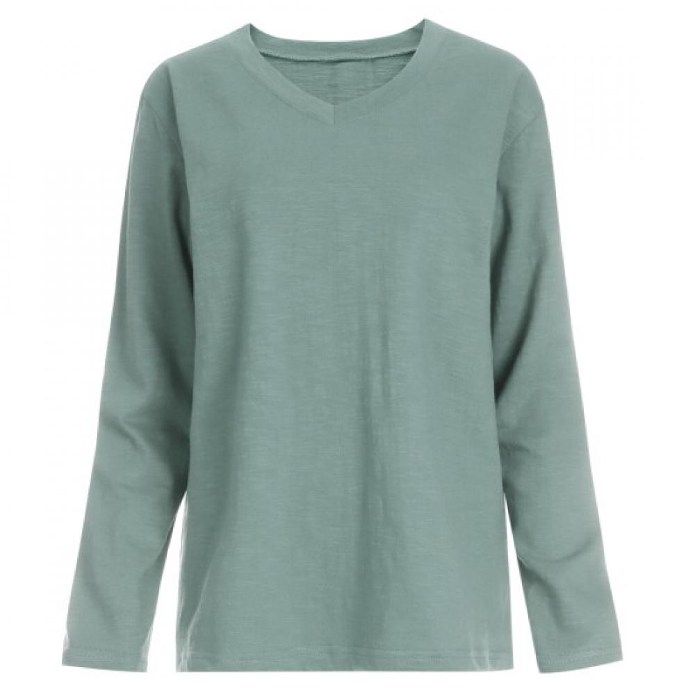 Shop Women V Neck Slab Long sleeVe T shirT minT Dai Wsh 1056