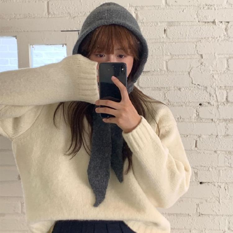 Fashionable Women Knitted Hat with Neck Coverage Unisex Teenager Protable Hat for Winter Sports and Leisures