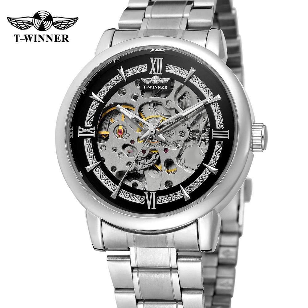 Winner Style Men'S Fashion Casual Hollow Mechanical Movement, Automatic Mechanical Watch