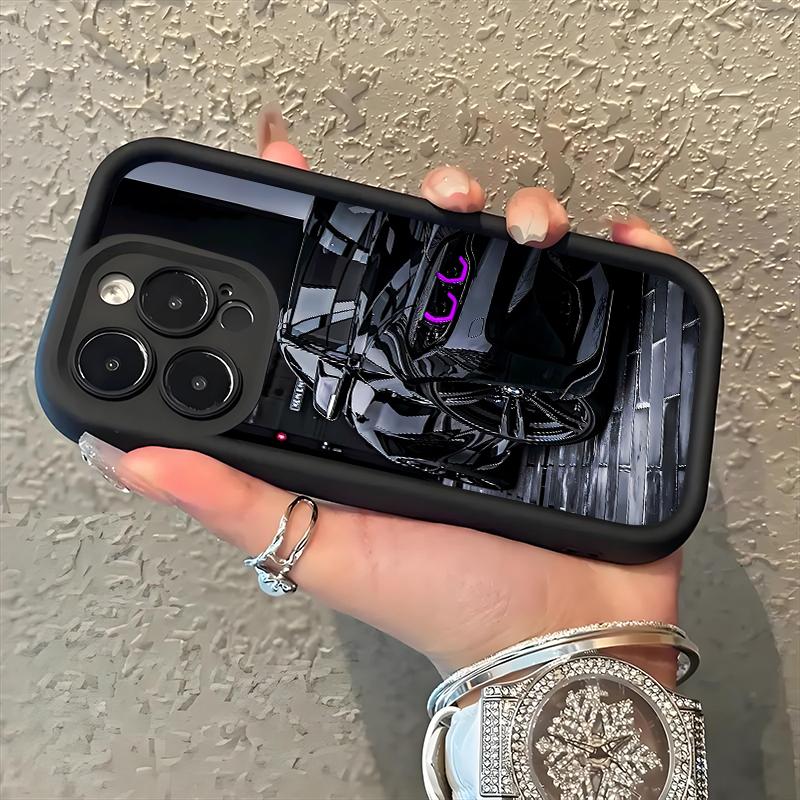 Custodia in Silicone Morbido Nera alla Moda con Design di Auto Sportiva per iPhone 17 16 Pro Max 15 14 13 12 11 Pro Max 16E 17Air X XR XS Max