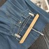 Women's High-Waist Spliced Denim A-Line Midi Skirt